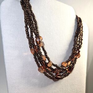 Bronzy Boho Beaded Necklace